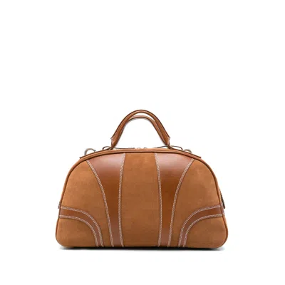 Dries Van Noten Topstitched Suede Belt Bag In Brown