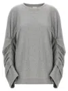 Dries Van Noten Ruched Oversized Cotton Jersey Top In Gray