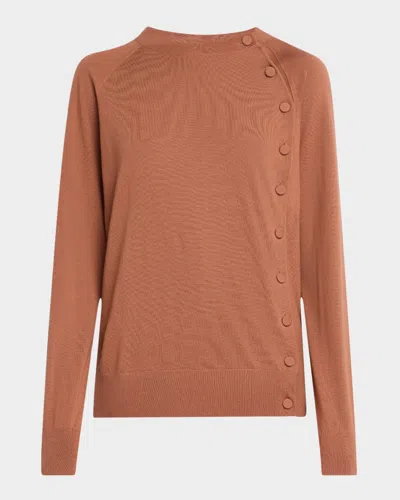 Dries Van Noten Torea Off-centered Button Wool Cardigan In Rust