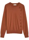Dries Van Noten Torea Off-centered Button Wool Cardigan In Rust