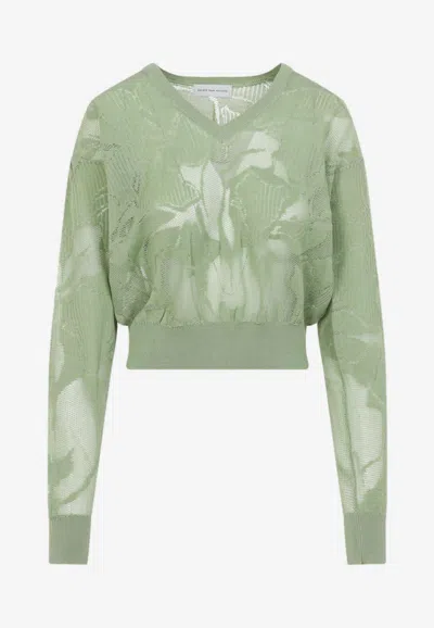 Dries Van Noten Torion V-neck Sweater In Green
