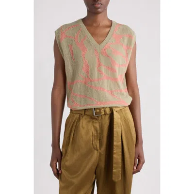 Dries Van Noten Totok Giant Couture Rose Jacquard Wool & Alpaca Blend Sweater Vest In Multi