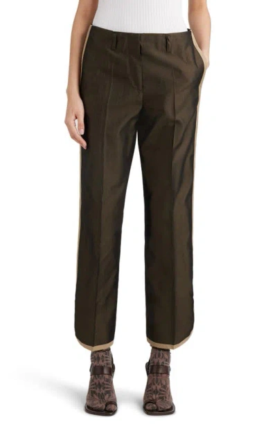 Dries Van Noten Track Stripe Cotton & Silk Blend Pants In Bronze