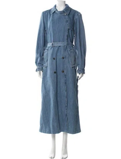 Pre-owned Dries Van Noten Trench Coat In Blue