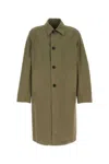 Dries Van Noten Cotton Trench Coat With Front Pockets And Long Sleeves In Green