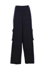 Dries Van Noten Navy-blue Wool Tris Pants In Black