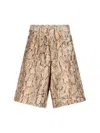 Dries Van Noten Animal Print Sequin Embellished Knee-length Shorts In Beige
