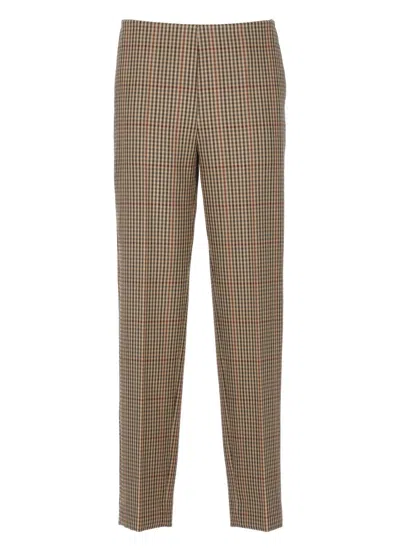 Dries Van Noten Tan Check Trousers In Beige