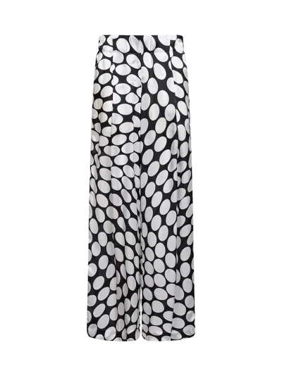 Dries Van Noten Black Viscose Soft Ellipses-printed Wide-leg Trousers In Multi