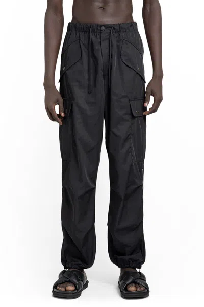 Dries Van Noten Water Repellent Drawstring Cargo Trousers In Black