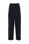 Dries Van Noten Partan Pleated Trousers Cuffed Hem In Blue
