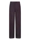 Dries Van Noten High-waisted Wide Leg Trousers With Vertical Stripes In Burgundy