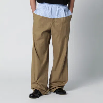 Dries Van Noten Trousers Contrasting Waistband Dual Tone Design In Brown