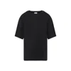 Dries Van Noten Black Short-sleeve T-shirt With Tonal Swirl Embroidery In Blue