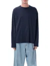Dries Van Noten Long Sleeve Crew Neck Cotton T-shirt In Blue