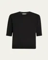 Dries Van Noten Tuan Three-quarter Sleeve Merino Wool Sweater In Black