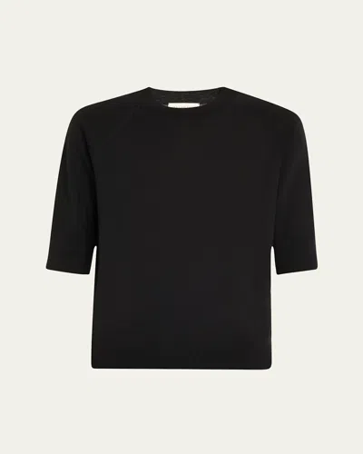 Dries Van Noten Tuan Three-quarter Sleeve Merino Wool Sweater In Black