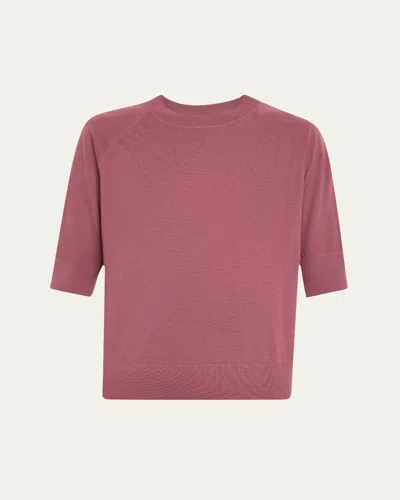 Dries Van Noten Tuan Three-quarter Sleeve Merino Wool Sweater In Old Rose