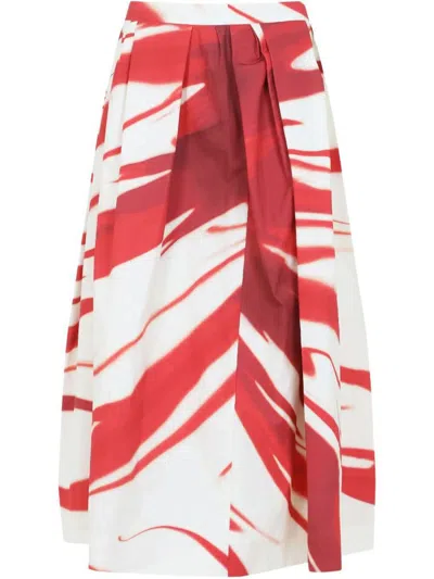Dries Van Noten Tulip Petal Print Cotton A-line Soni Midi Skirt In Multi
