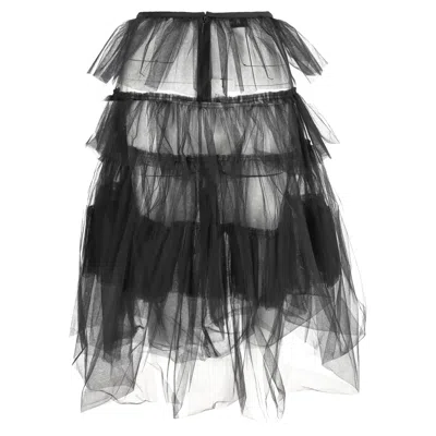 Dries Van Noten Tulle Midi Tiered Skirt In Black Polyester