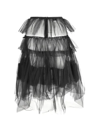 Pre-owned Dries Van Noten Tulle Tiered Midi Skirt In Black