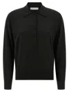 Dries Van Noten Long-sleeved Polo Sweater In Black