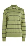 Dries Van Noten Tuno Striped Polo Sweater In Green
