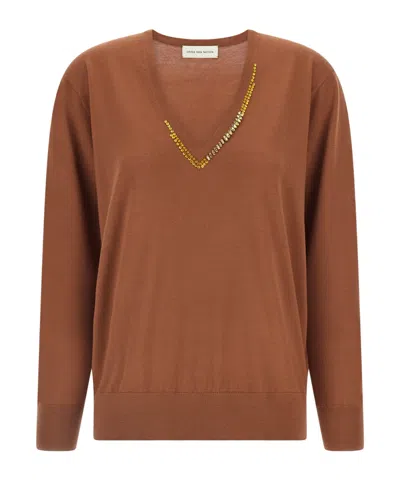 Dries Van Noten Long-sleeved Sweater In Brown