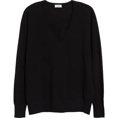 Dries Van Noten Tuomas Merino Wool V-neck Sweater In Black