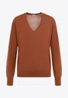 Dries Van Noten Tuomas Pullover In Fine Merino Wool In Brown