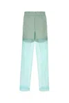 Dries Van Noten Sheer Overlay Elastic Waistband Back Pockets In Blue