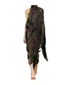 Dries Van Noten Turtle Neck One Sleeve Layered Long Dress In Black