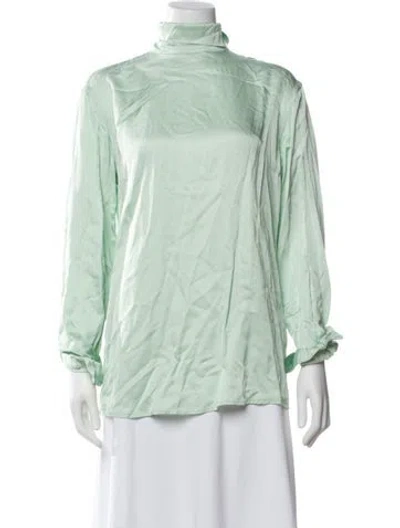 Pre-owned Dries Van Noten Turtleneck Long Sleeve Blouse In Green