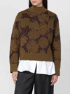 Dries Van Noten Turtleneck Long Sleeve Floral Sweater In Brown