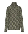 Dries Van Noten Geometric-pattern Turtleneck Tee In Gray