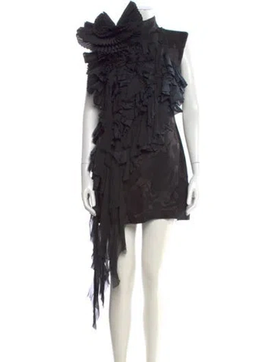 Pre-owned Dries Van Noten Turtleneck Mini Dress In Black