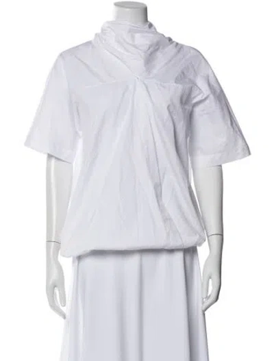 Pre-owned Dries Van Noten Turtleneck Short Sleeve Top In White