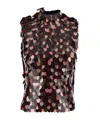 Dries Van Noten Women Bordeaux High Neck Top With All-over Sequins In Viscose Woman In Brown