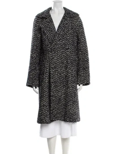 Pre-owned Dries Van Noten Tweed Pattern Coat In Black