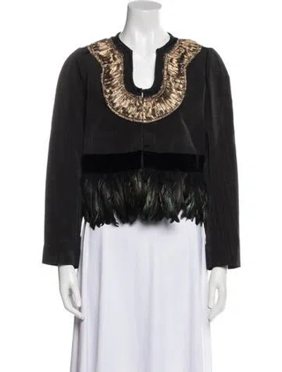 Pre-owned Dries Van Noten Tweed Pattern Evening Jacket In Black