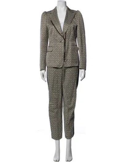 Pre-owned Dries Van Noten Tweed Pattern Pant Set In Brown/neutrals