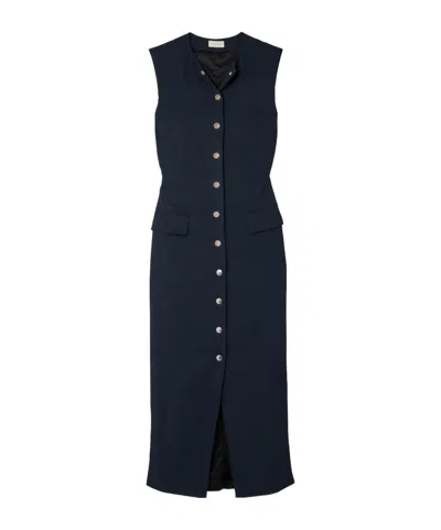 Dries Van Noten Twill Midi Dress In Blue