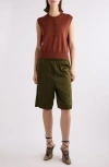 Dries Van Noten Twill Shorts In Green