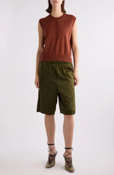 Dries Van Noten Twill Shorts In Green