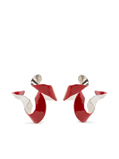 Dries Van Noten Twist Earrings In Red