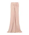 Dries Van Noten Twist-front Gathered Silk-satin Jacquard Maxi Skirt In Pink