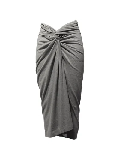 Pre-owned Dries Van Noten Twist-front Midi Skirt In Gray