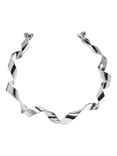 Dries Van Noten Twist Necklace In Silver