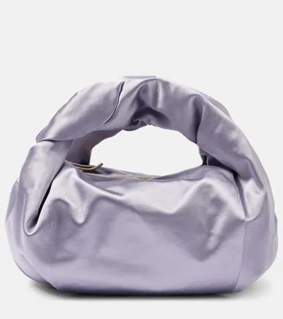 Dries Van Noten Twist Satin Tote Bag In Lilac