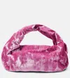 Dries Van Noten Twist Small Velvet Shoulder Bag In Pink